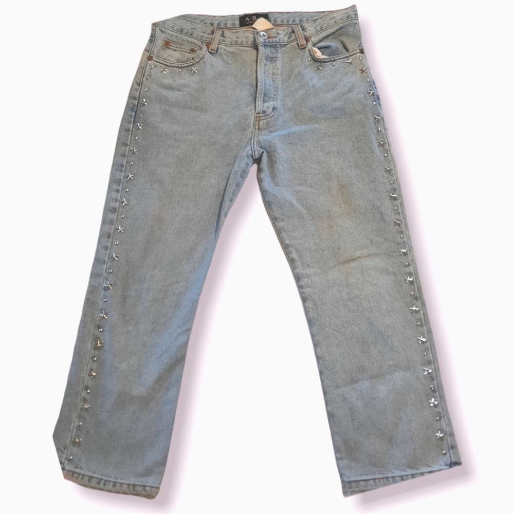 Vintage ABS Allen Schwartz Star Studded Straight Leg Designer Made in USA Jeans